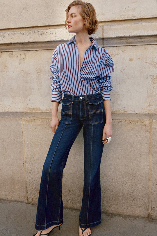 Jean Z1975 coupe bootcut taille haute à pli nervuré