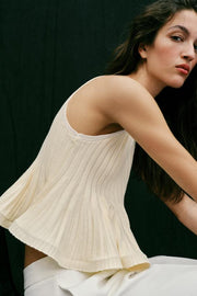 Top côtelé en maille peplum