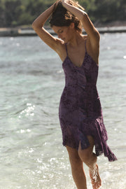 Robe à volants en tulle floqué