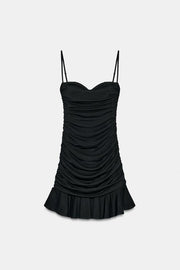 Robe drapée à volant
