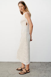 Robe midi au crochet à détail métallique