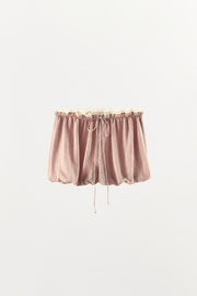 Short ballon à rayures et dentelle