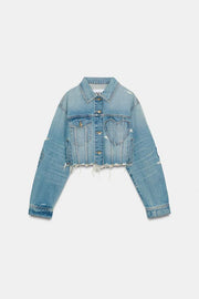 Blouson en denim TRF à motifs cœur
