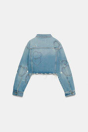 Blouson en denim TRF à motifs cœur