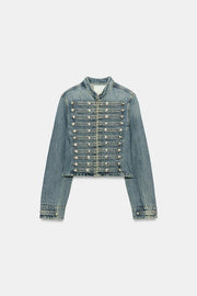 Veste en denim TRF cintrée à boutons