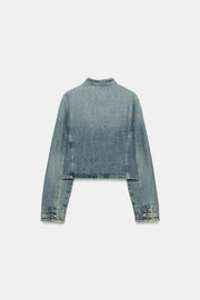 Veste en denim TRF cintrée à boutons