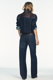 Blouson en cuir effet denim