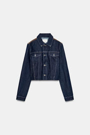 Blouson en cuir effet denim
