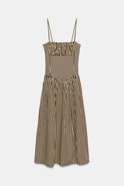 Robe à rayures contrastée en popeline