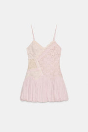 Robe mini en dentelle ballon
