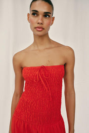 Robe midi smockée