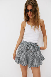 Jupe-culotte à carreaux vichy évasée