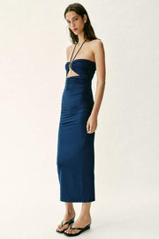 Robe midi à découpes en polyamide