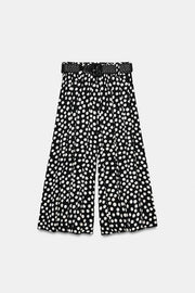 Pantalon-culotte à pois avec ceinture