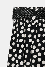 Pantalon-culotte à pois avec ceinture