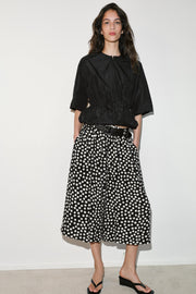 Pantalon-culotte à pois avec ceinture