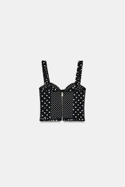 Top corset à pois