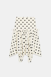 Jupe midi asymétrique à pois