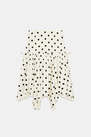 Jupe midi asymétrique à pois