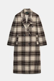 Manteau extra-long en laine à carreaux