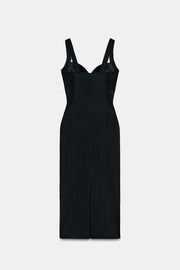 Robe midi contrastée en polyamide