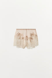 Short en georgette brodée et dentelle