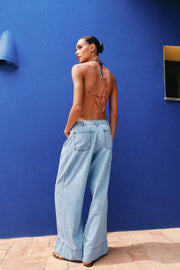 Jean Z1975 à jambe large, taille haute et pinces