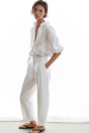 Pantalon à plis avec revers au bas