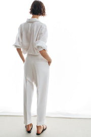 Pantalon à plis avec revers au bas