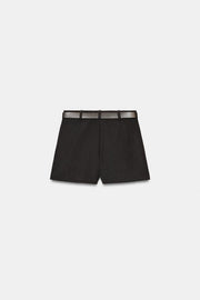 Jupe-culotte à ceinture et fines rayures