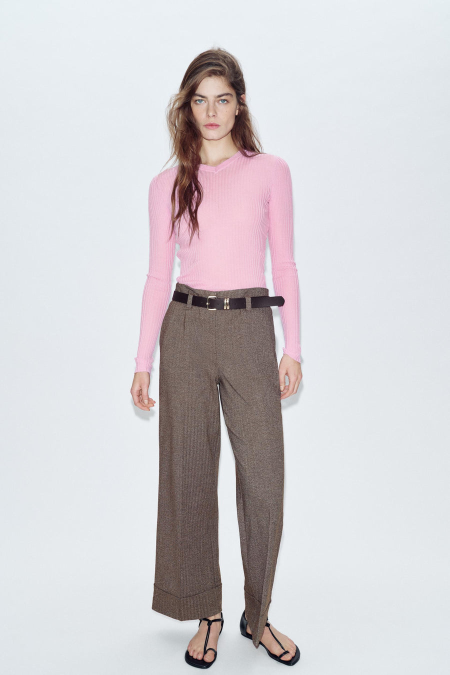 Pantalon chevrons avec ceinture