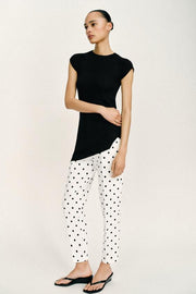 Pantalon taille haute à pois