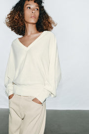 Pull en maille à décolleté en V