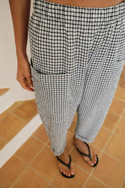 Pantalon à taille élastique à carreaux