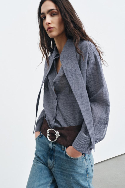 Ceinture 100 % cuir suédé à boucle organique