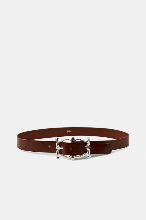 Ceinture 100 % cuir à boucle organique