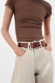 Ceinture 100 % cuir à boucle organique