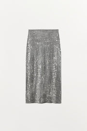 Jupe midi à sequins et fente