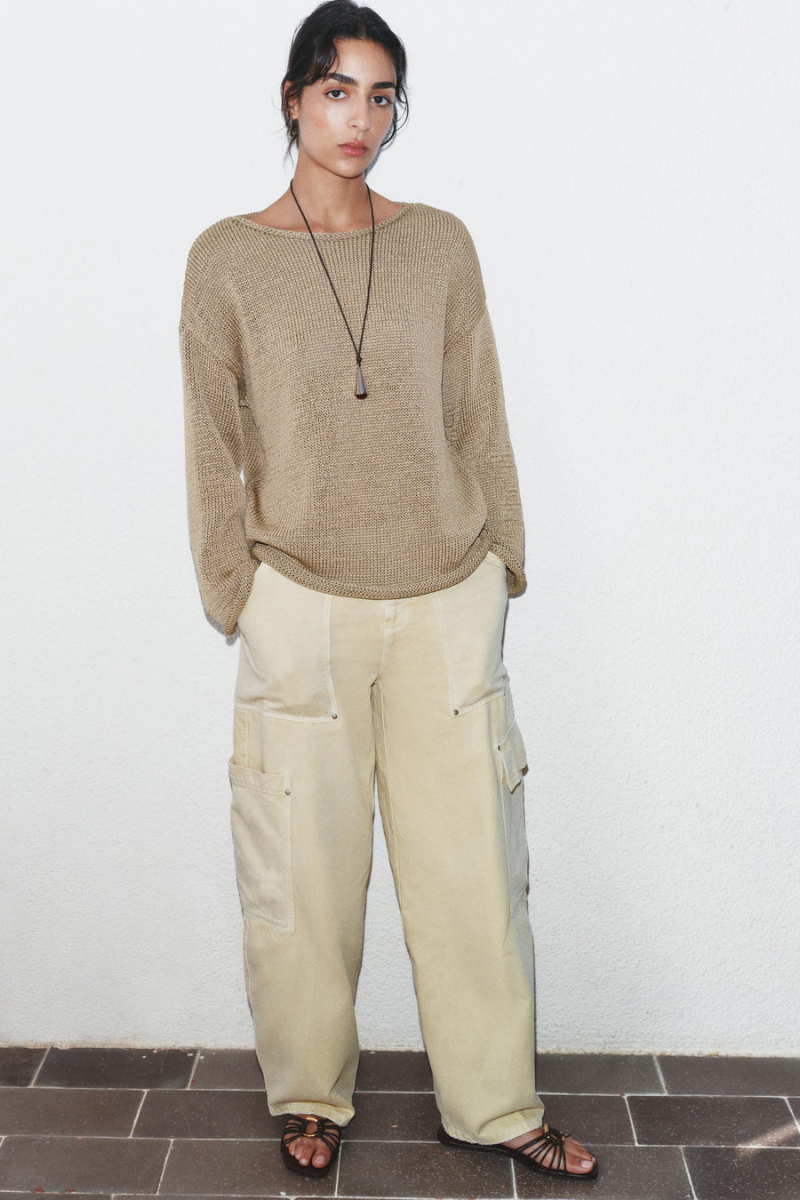 Pull en maille à col bateau