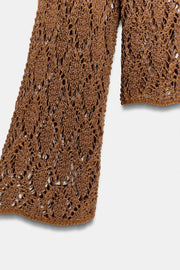 Pull en maille ajourée à manches évasées