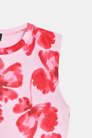 Robe mini en maille jacquard à fleurs