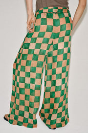 Pantalon palazzo en ramie à carreaux ZW Collection