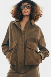 Veste oversize en cuir suédé ZW Collection Édition limitée