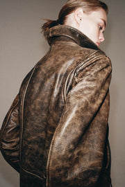 Veste biker 100 % cuir ZW Collection Édition limitée