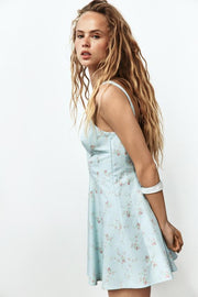 Robe courte en popeline à fleurs