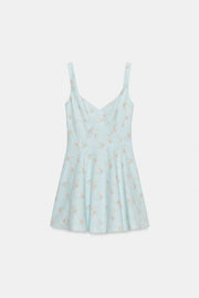 Robe courte en popeline à fleurs