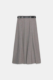 Jupe midi à carreaux avec ceinture