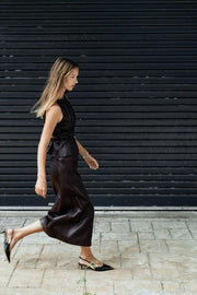 Jupe midi effet cuir