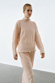 Jupe midi en maille effet froissé