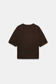 Pull en maille à manches courtes à boutons